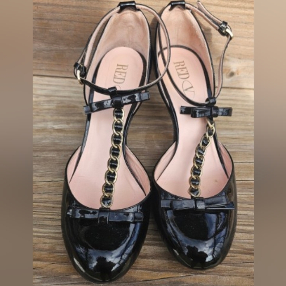 VALENTINO RED Patent Leather T STRAP PUMPS SIZE Usa 8 Size 38 - Picture 8 of 9